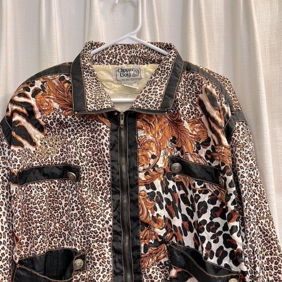 Vintage Clipper Bay Long Sleeve Polyester Animal Print Track Suit Jacket… - Picture 2 of 7